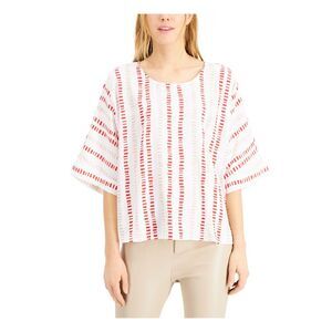 ALFANI Womens Kimono Sleeve Scoop Neck Top